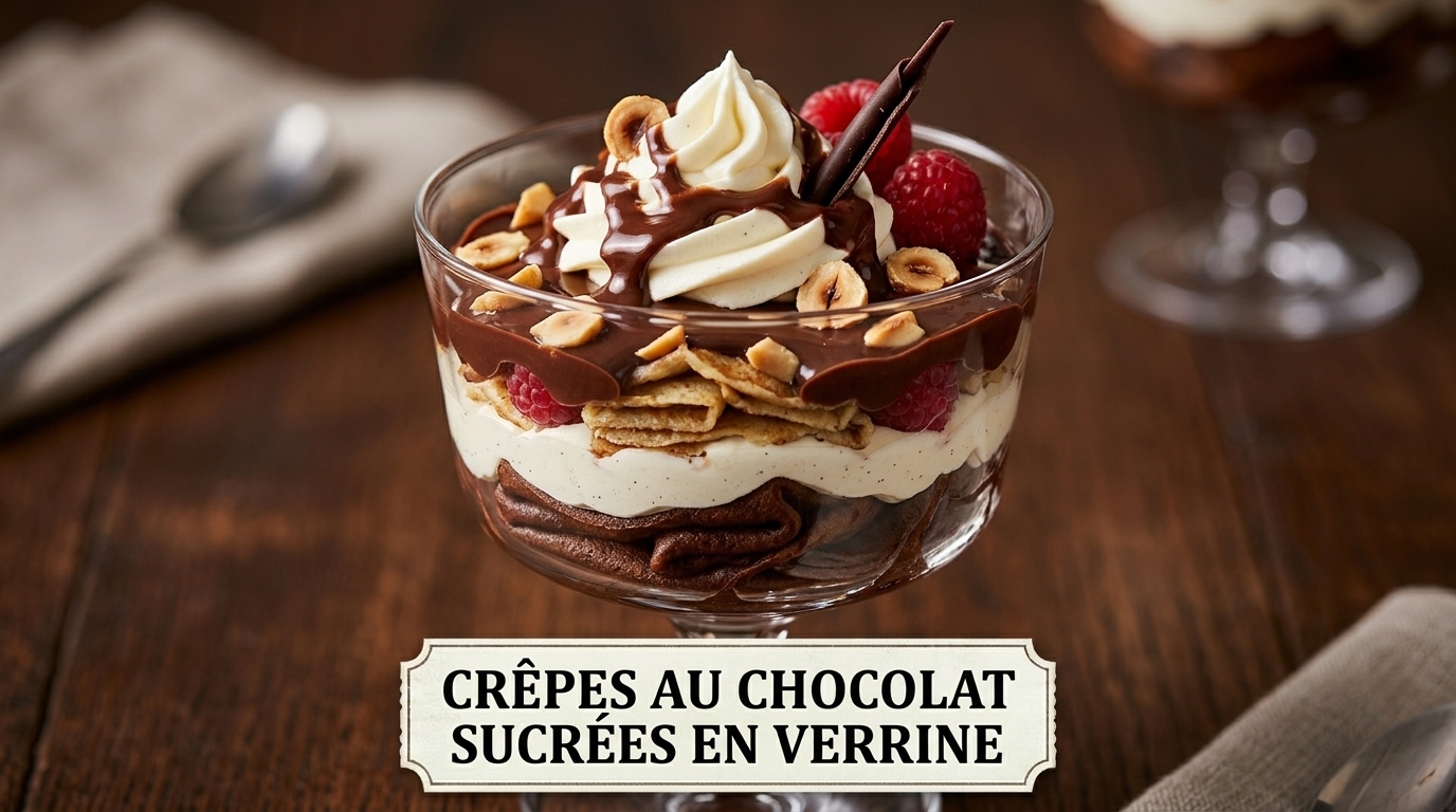 Crêpes au chocolat sucrées en verrine